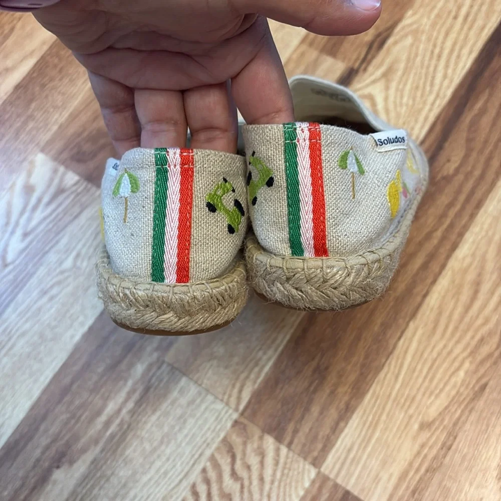 Soludos Espadrilles Women Size 8 EU 39 Original Natural Italy Resort Embroidered
